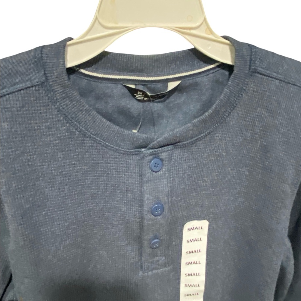 Men's Casual Blue Henley Shirt